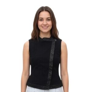 Danier Black Top with Leather Accents